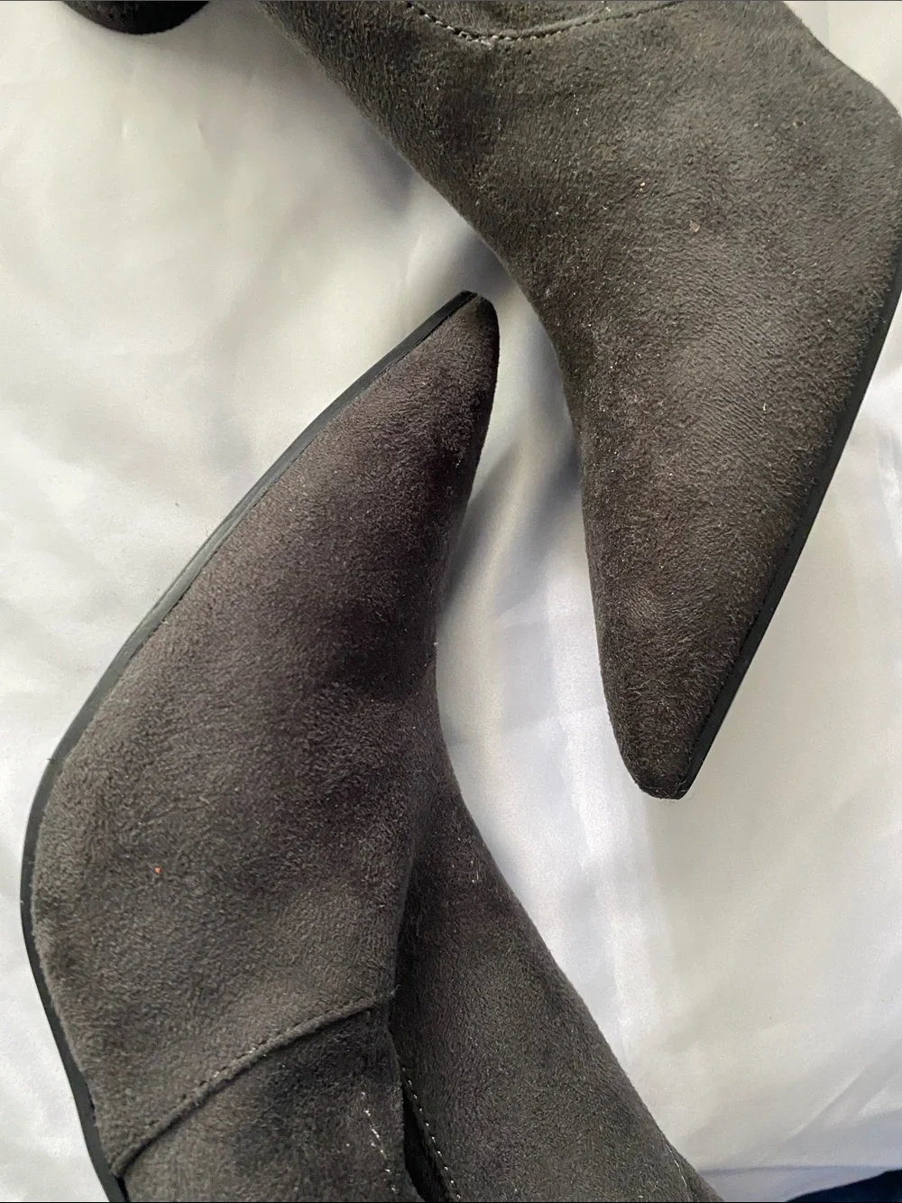 Unisa Black Pointed-Toe Suede Ankle Booties with Side Zip